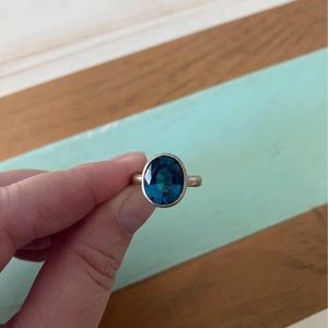 London Blue Topaz Handmade Sterling Silver Oval Ring size 7